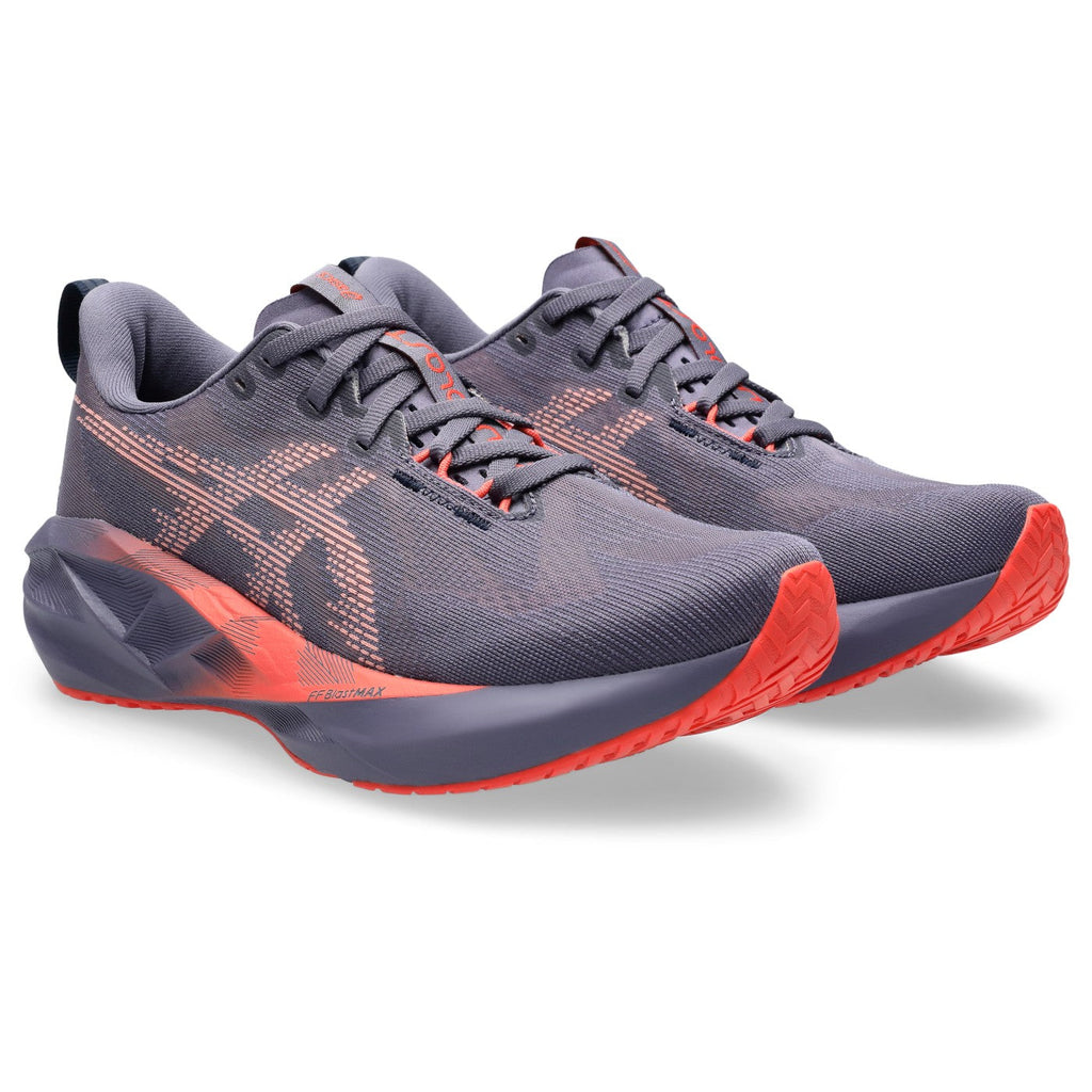 ASICS Novablast 5 Femme Violet-Corail / Greyish Purple-Coral Reef — vue avant extérieure (1012B765-500)