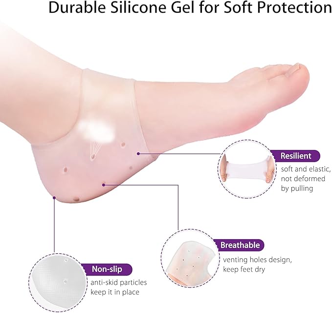 Silicone Gel Heel Protectors | Pain Relief Cushion Pads for Plantar Fasciitis & Cracked Heels