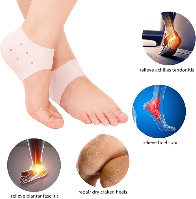 Silicone Gel Heel Protectors | Pain Relief Cushion Pads for Plantar Fasciitis & Cracked Heels