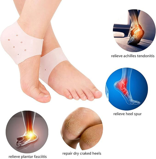 Silicone Gel Heel Protectors | Pain Relief Cushion Pads for Plantar Fasciitis & Cracked Heels