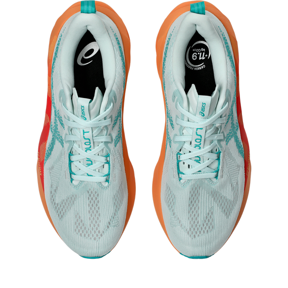 ASICS Novablast 5 Aqua / Orange – vue du dessus